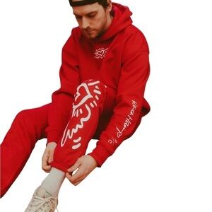 New Keith Haring Peace Collective S Red Art Graphic Sweatpants